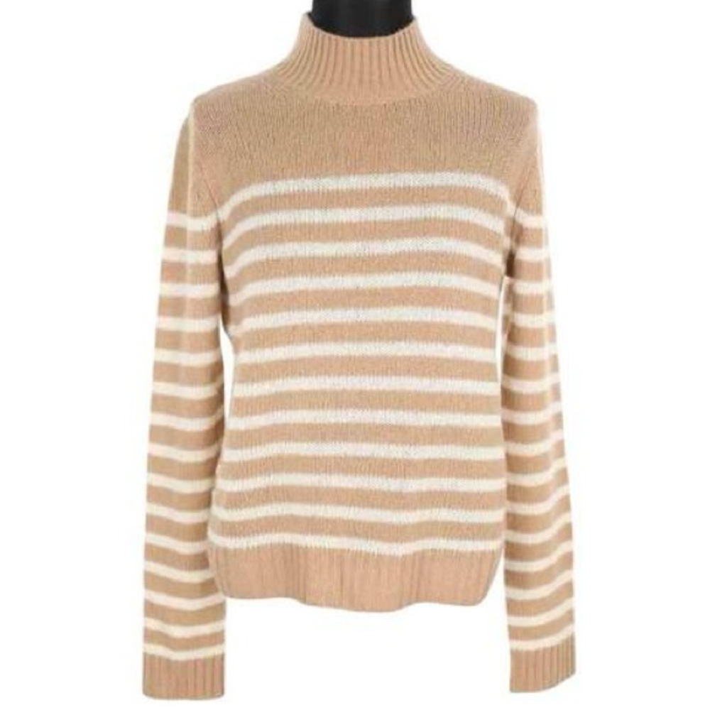 FROM FUTURE 100% cashmere beige and white striped sweater, size M